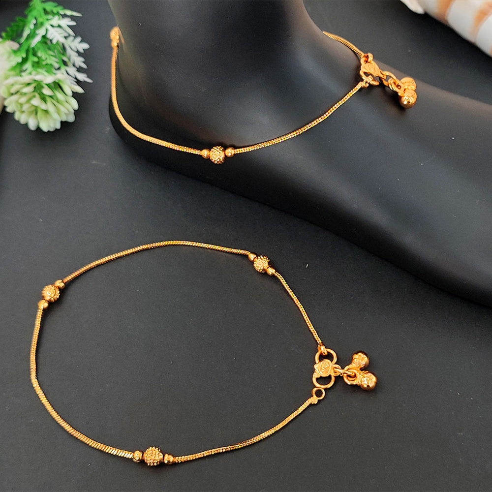 JS Fashion Elegant High Gold Simple Beads Anklet for Women & Girls