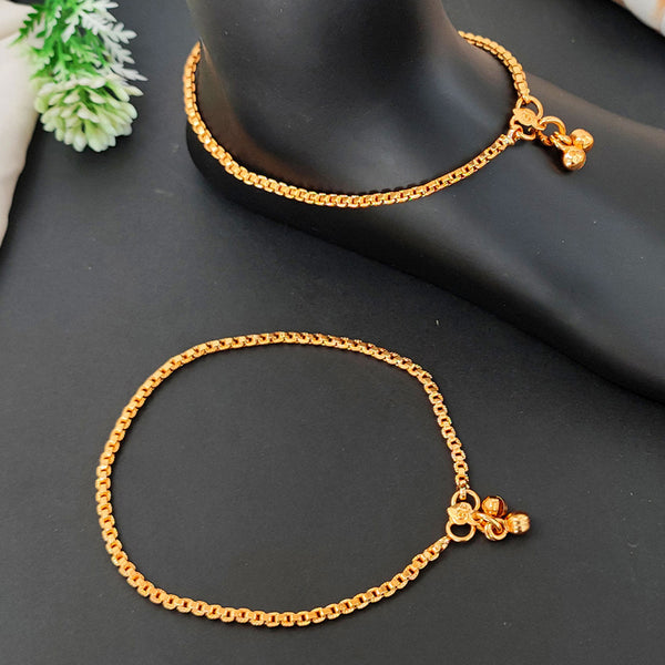 JS Fashion High Gold Heavy Box Chain Traditional Payal for Women & Girls - Distacart