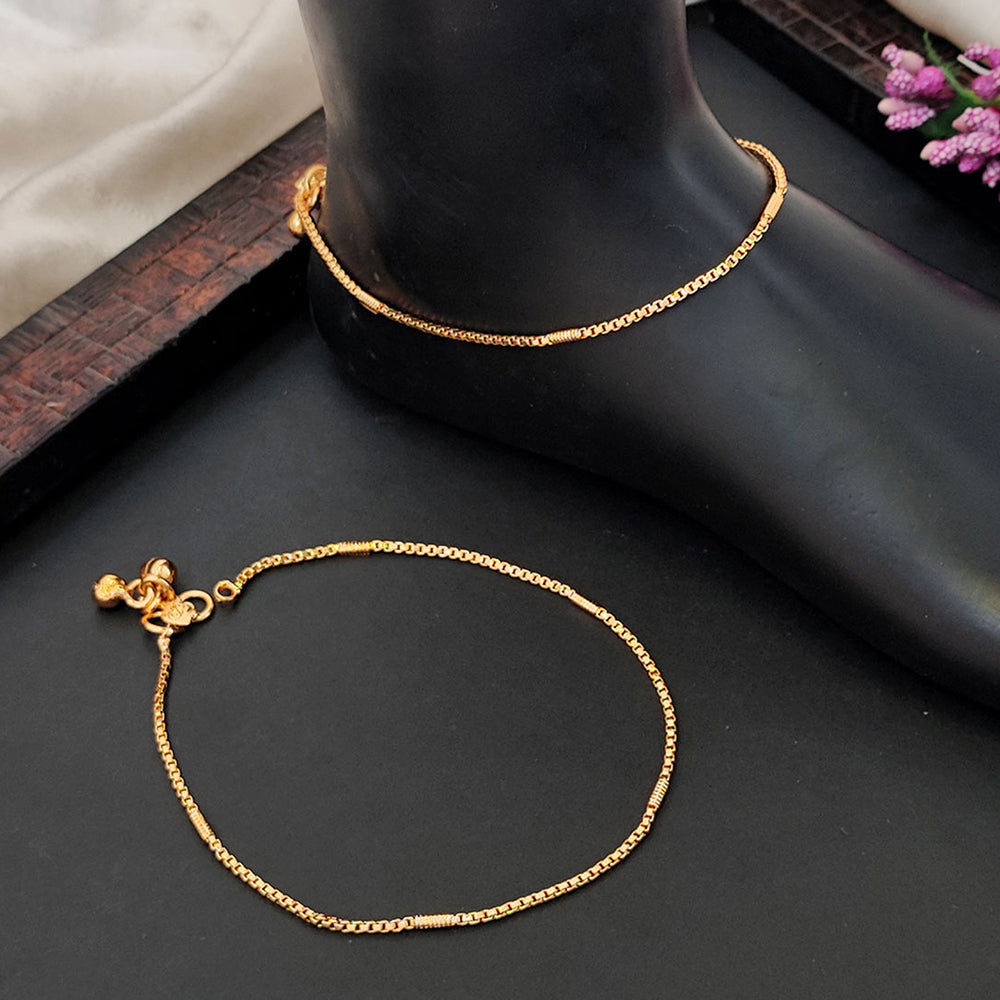 JS Fashion Simple High Gold Anklet with Elegant Detailing for Women & Girls