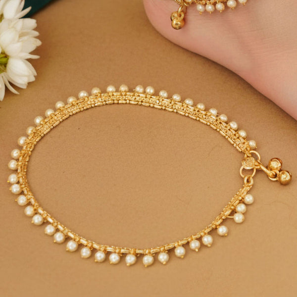 JS Fashion High Gold Fancy Pearl Anklet for Women & Girls - Distacart