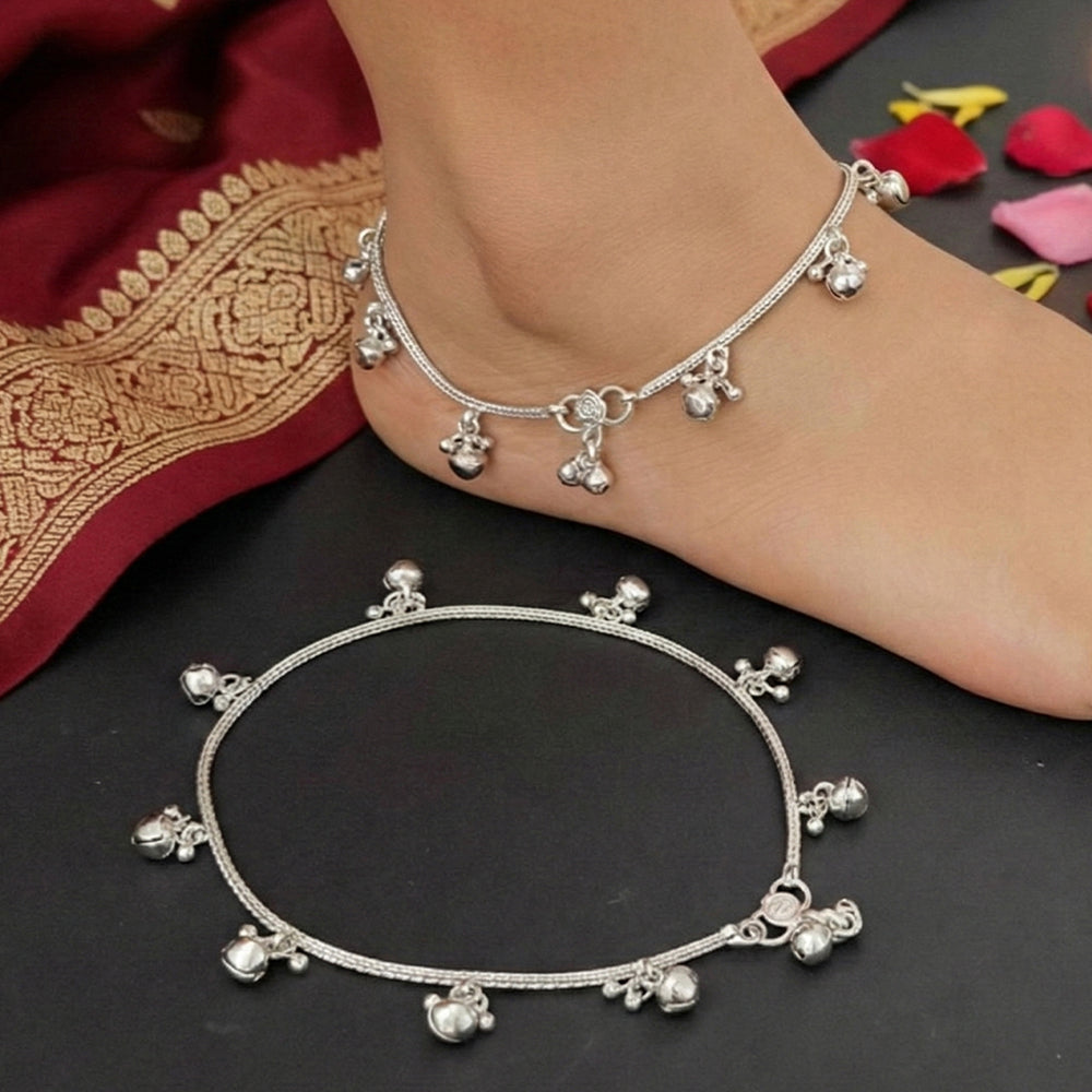JS Fashion Ethnic Oxidized Chain Payal with Danglers for Women & Girls