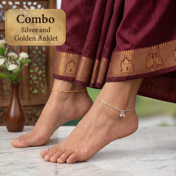 JS Fashion Combo Designer Oxidized Silver Daily Wear Anklet & Designer Oxidized Silver Aily Wear Anklet - Dista