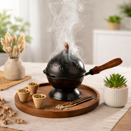 Not Available Metal Loban Dhoop Dani - Black Color - Dista