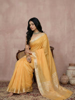 Thumbnail for Shree Shyam Fashion Mustard Yellow Cotton Saree - Distacart