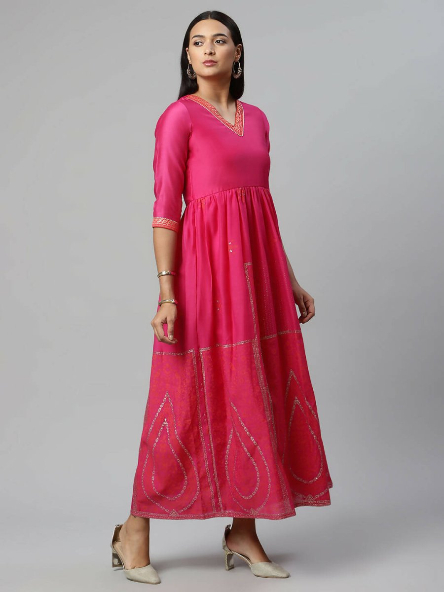 Ahalyaa Womens Pink Crepe Printed Dress - Distacart