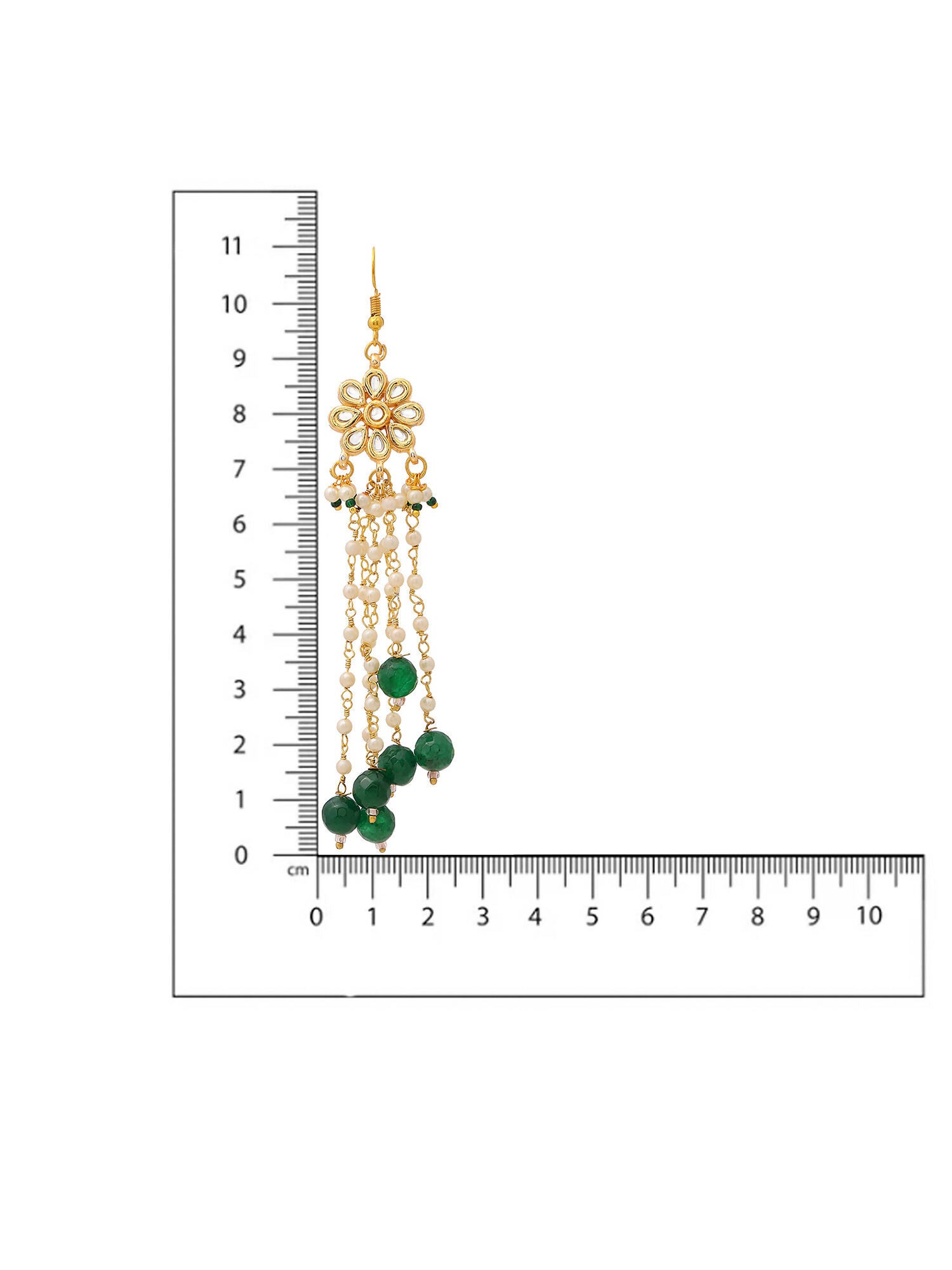 Ruby Raang Gold Flower Kundan & Green Stone Hair Jewelry