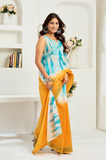 Thumbnail for Vastranavya Multi Digital Printed Linen Ready To Wear Designer Saree with Unstitched Blouse - Distacart