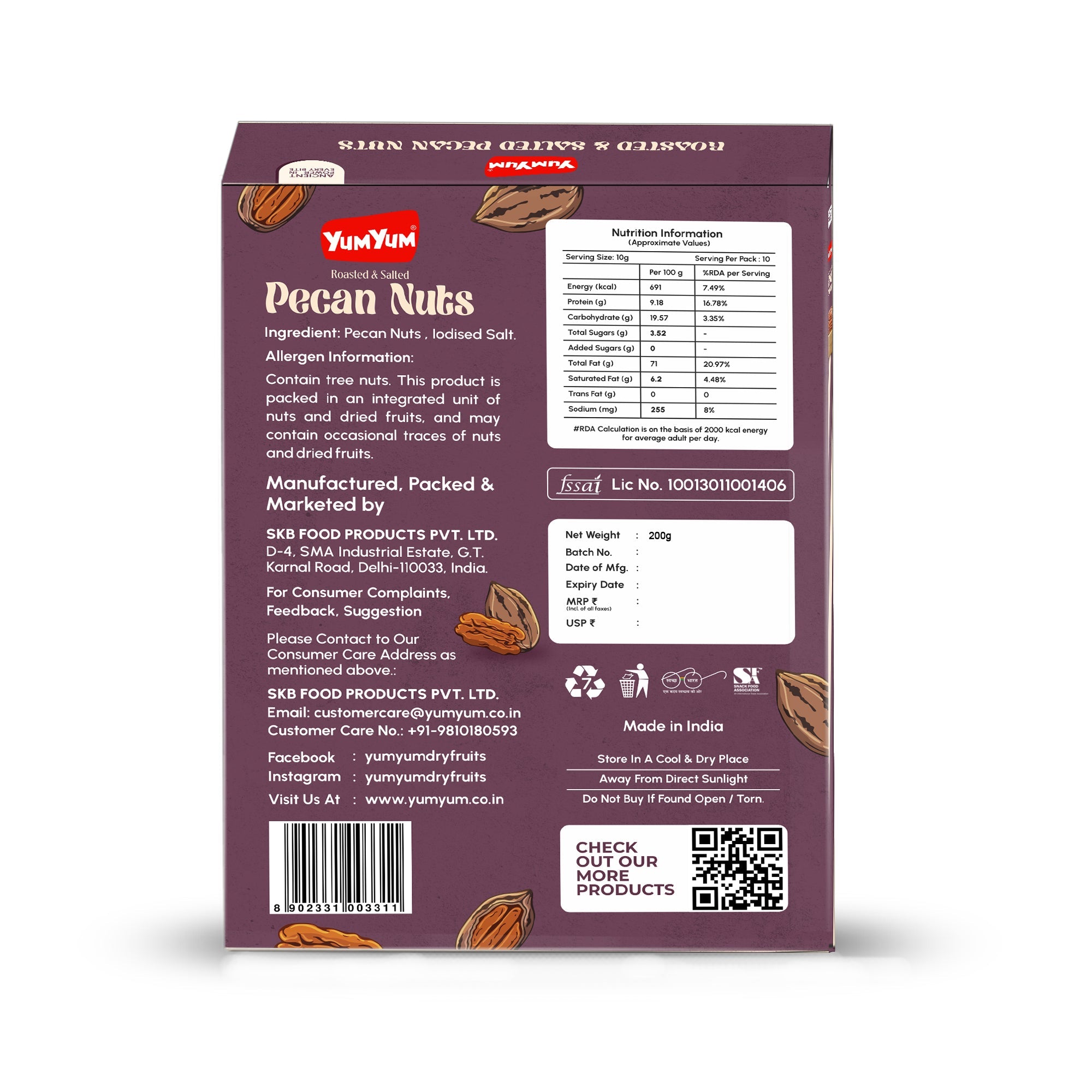 Yum Yum Roasted Pecan Nuts Box - Dista