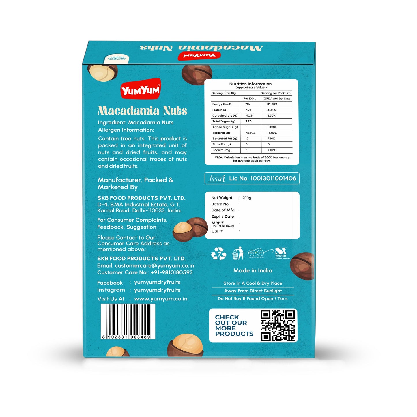 Yum Yum Premium Raw Macadamia Nuts Box - Dista