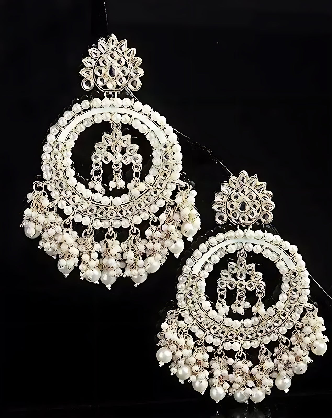 Jewel City Luxurious Pearl Chandelier Earrings - Traditional Indian Kundan Style Statement Jewelry for Wedding & Festive Wear