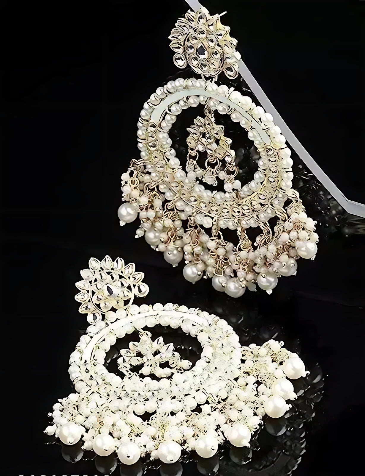 Jewel City Luxurious Pearl Chandelier Earrings - Traditional Indian Kundan Style Statement Jewelry for Wedding & Festive Wear