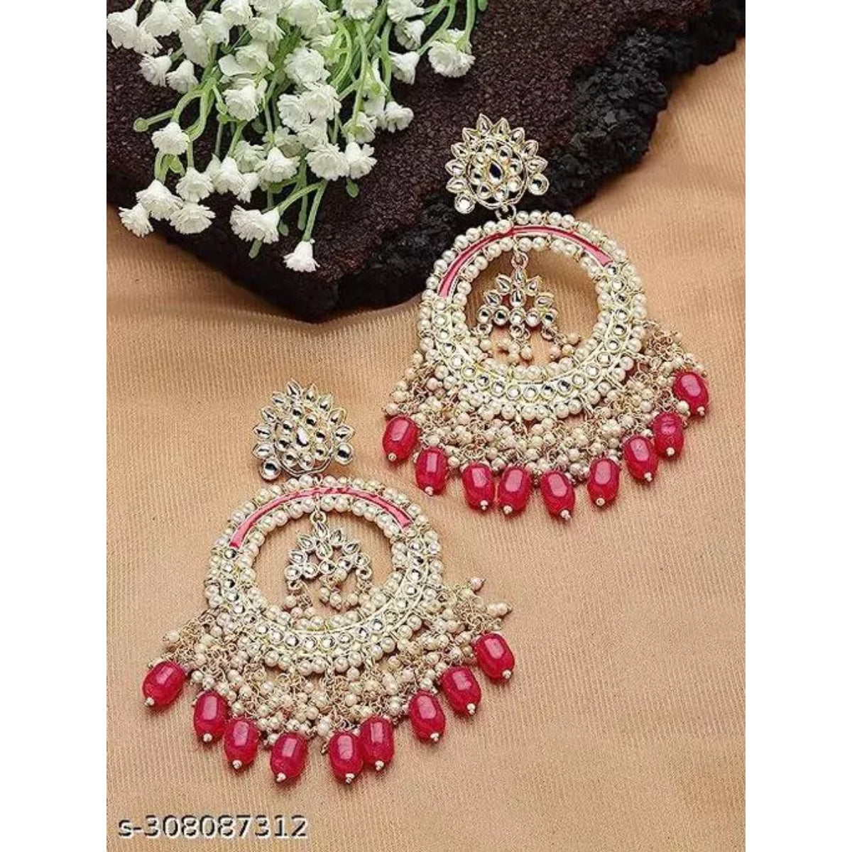 Jewel City Luxurious Pearl Chandelier Earrings - Traditional Indian Kundan Style Statement Jewelry for Wedding & Festive Wear