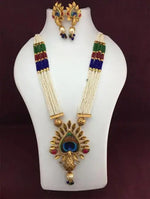 Thumbnail for Jewel City Traditional Pearl Rani Haar with Peacock Pendant - Multicolor Beaded Wedding Necklace Set with Designer Earrings