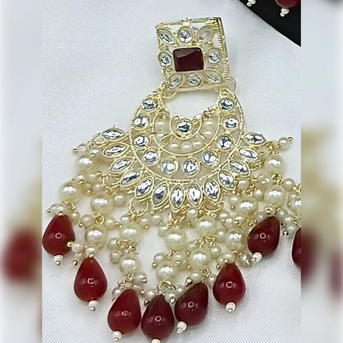 Jewel City Royal Pearl and Crystal Choker Set - Gold-Plated Wedding Jewelry with Earrings and Ring