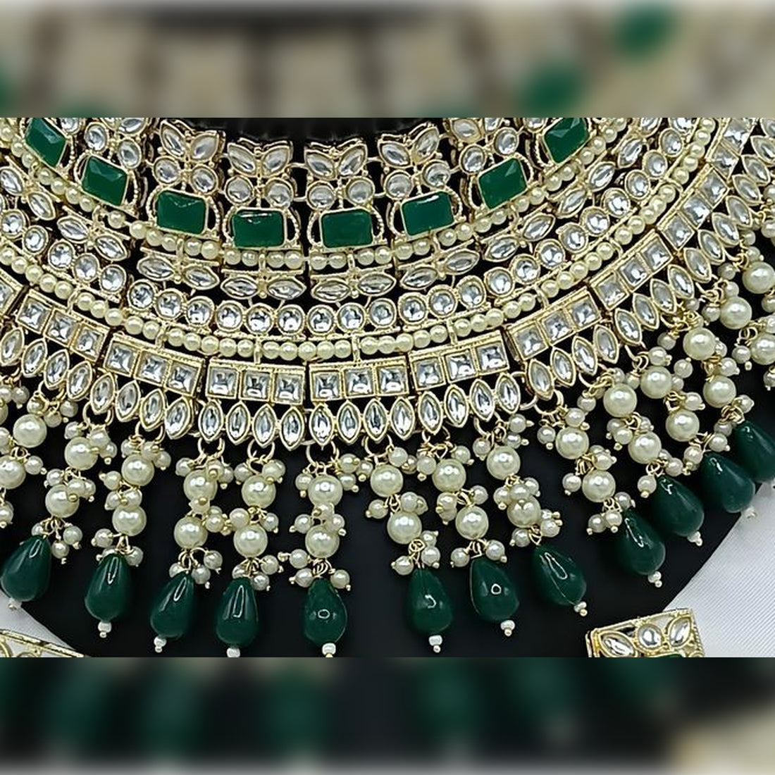 Jewel City Royal Pearl and Crystal Choker Set - Gold-Plated Wedding Jewelry with Earrings and Ring