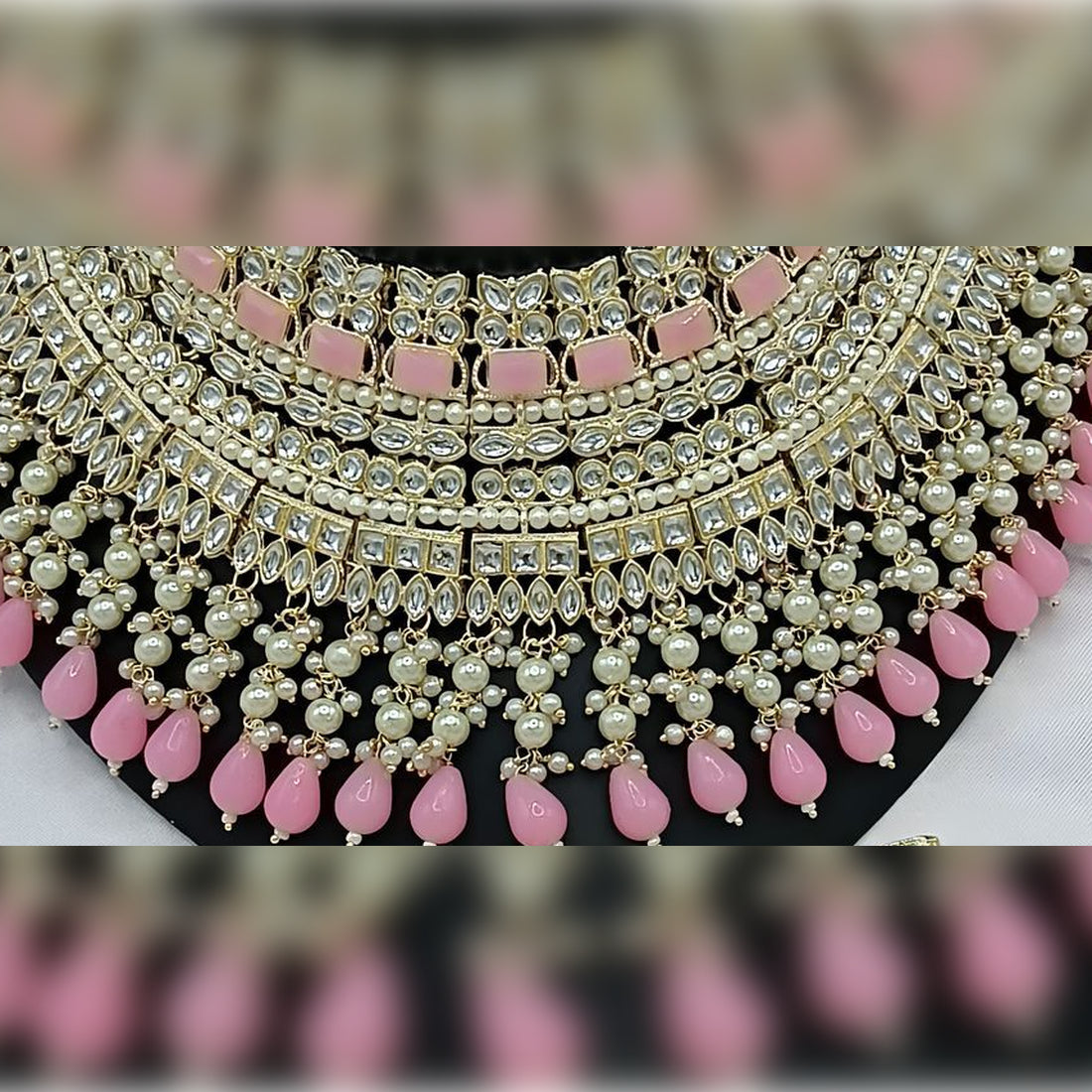 Jewel City Royal Pearl and Crystal Choker Set - Gold-Plated Wedding Jewelry with Earrings and Ring