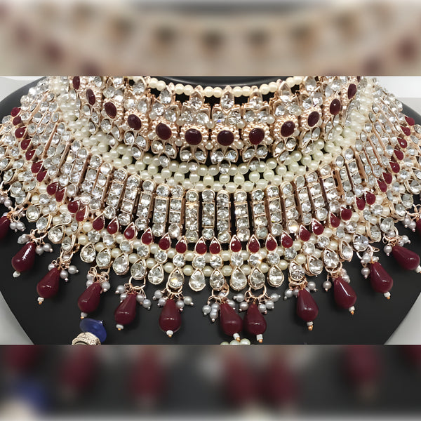 Jewel City Traditional Temple Lakshmi Long Necklace Set with Pearl Drops - Antique Gold South Indian Wedding Jewelry with Matching Earrings - Distacart