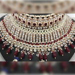 Thumbnail for Jewel City Traditional Temple Lakshmi Long Necklace Set with Pearl Drops - Antique Gold South Indian Wedding Jewelry with Matching Earrings