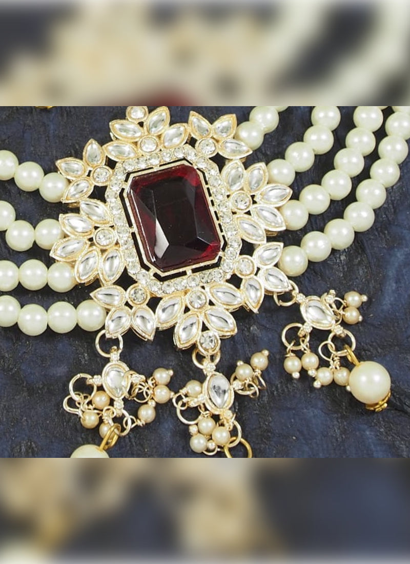 Jewel City Exquisite Pearl Choker Statement Necklace - Handcrafted Ethnic Elegance