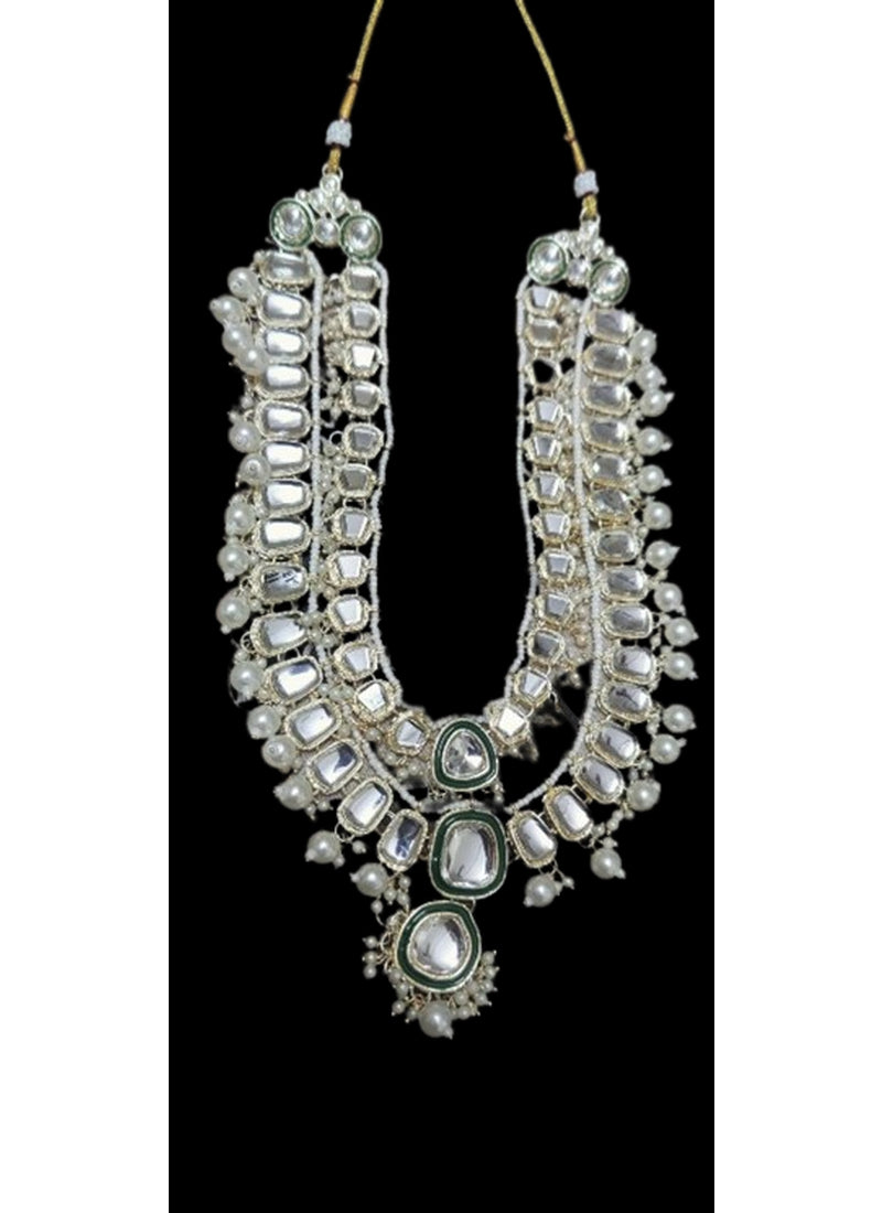 Jewel City Royal Polki Kundan Necklace Set with White Accents - Vintage-Inspired Bridal Collection