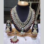 Thumbnail for Jewel City Royal Polki Kundan Necklace Set with Maroon Accents - Vintage-Inspired Bridal Collection