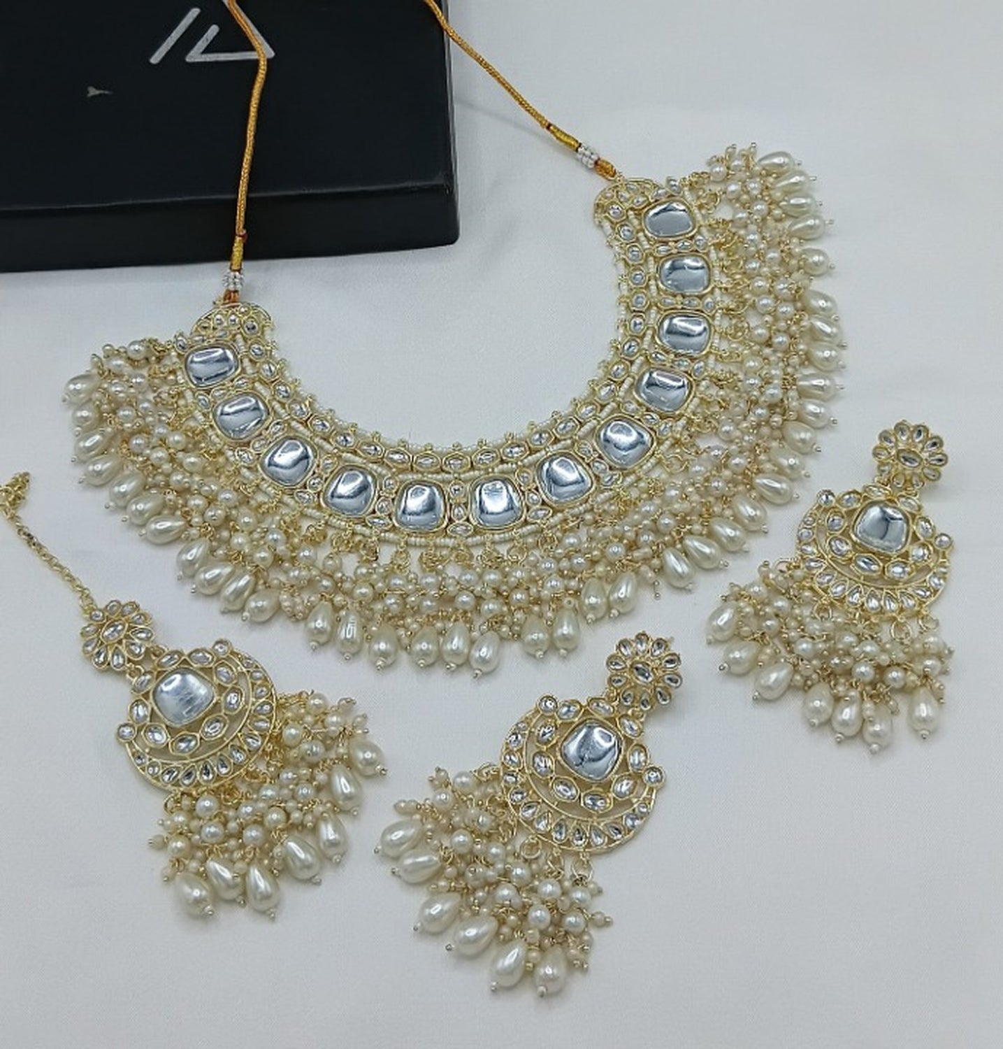 Jewel City Luxurious Kundan Choker Set with Pearl and White Bead Accents - Traditional Indian Bridal Jewelry