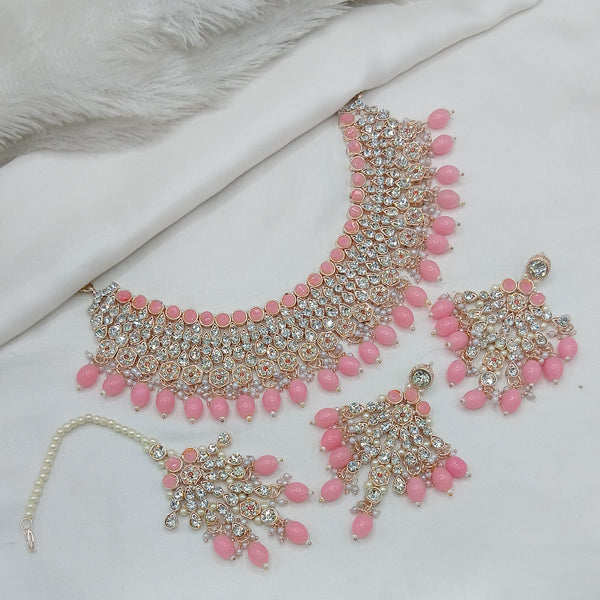 Jewel City Elegant Gold-Plated Kundan Pearl Bridal Jewelry Set Traditional Handcrafted Necklace, Earrings and Maang Tikka - Distacart