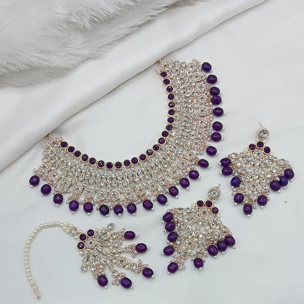 Jewel City Elegant Gold-Plated Kundan Pearl Bridal Jewelry Set Traditional Handcrafted Necklace, Earrings and Maang Tikka - Distacart