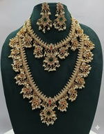 Thumbnail for Jewel City Gold-Plated Kundan Bridal Necklace Set with Long Haram & Earrings  - Distacart