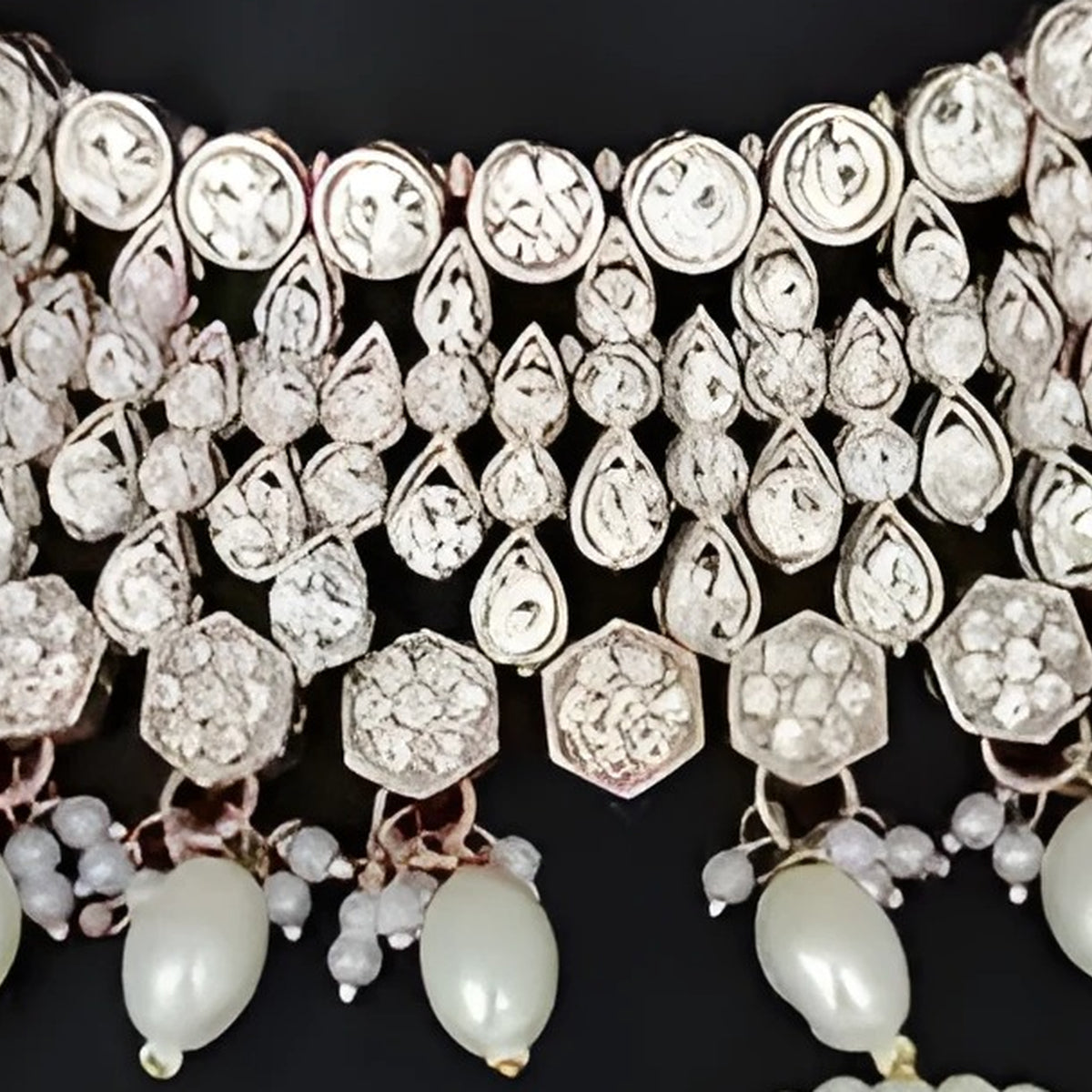 Jewel City Elegant White Kundan & Pearl Bridal Jewelry Set-Luxury Choker Necklace Earrings & Maang Tikka-Ethnic Wedding & Party Wear