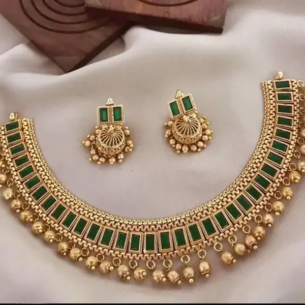 Jewel City Traditional Gold-Plated Kundan Choker Necklace with Green Stones & Beads – Ethnic Indian Jewelry for Weddings & Festivals - Distacart