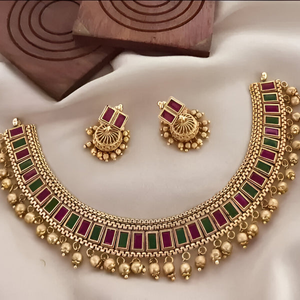 Jewel City Traditional Gold-Plated Kundan Choker Necklace with Multi Stones & Beads – Ethnic Indian Jewelry for Weddings & Festivals - Distacart