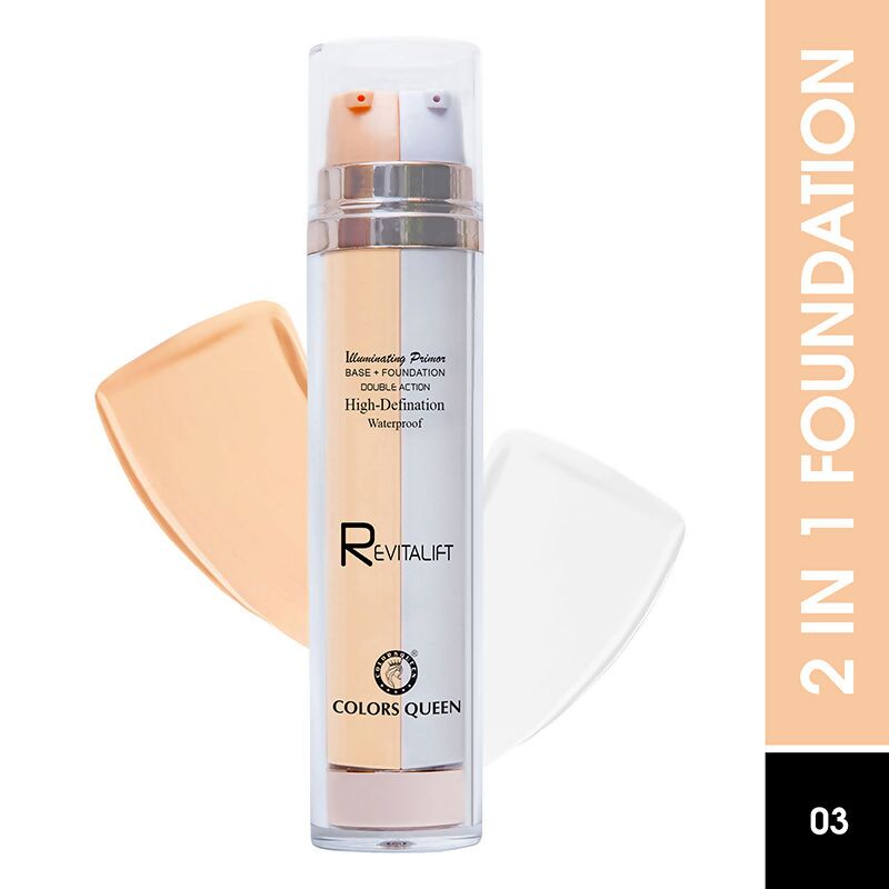 Colors Queen Revitalift Illuminating Primer Base + Foundation - 03 Sheer Ivory - Distacart