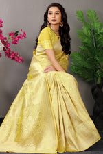 Thumbnail for Anaita Cream Woven Design Pure Silk Banarasi Saree With Blouse - Distacart
