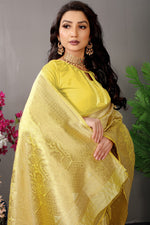 Thumbnail for Anaita Cream Woven Design Pure Silk Banarasi Saree With Blouse - Distacart