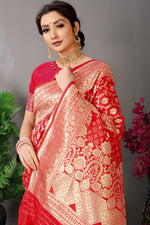 Thumbnail for Anaita Red Woven Design Pure Silk Banarasi Saree With Blouse - Distacart