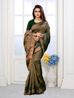 Thumbnail for Vedant Vastram Litchi Silk Designer Banarasi Saree - Green - Distacart