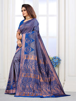 Thumbnail for Vedant Vastram Litchi Silk Designer Banarasi Saree - Blue - Distacart