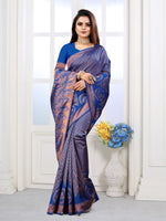 Thumbnail for Vedant Vastram Litchi Silk Designer Banarasi Saree - Blue - Distacart