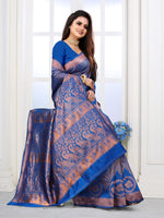 Thumbnail for Vedant Vastram Litchi Silk Designer Banarasi Saree - Blue - Distacart