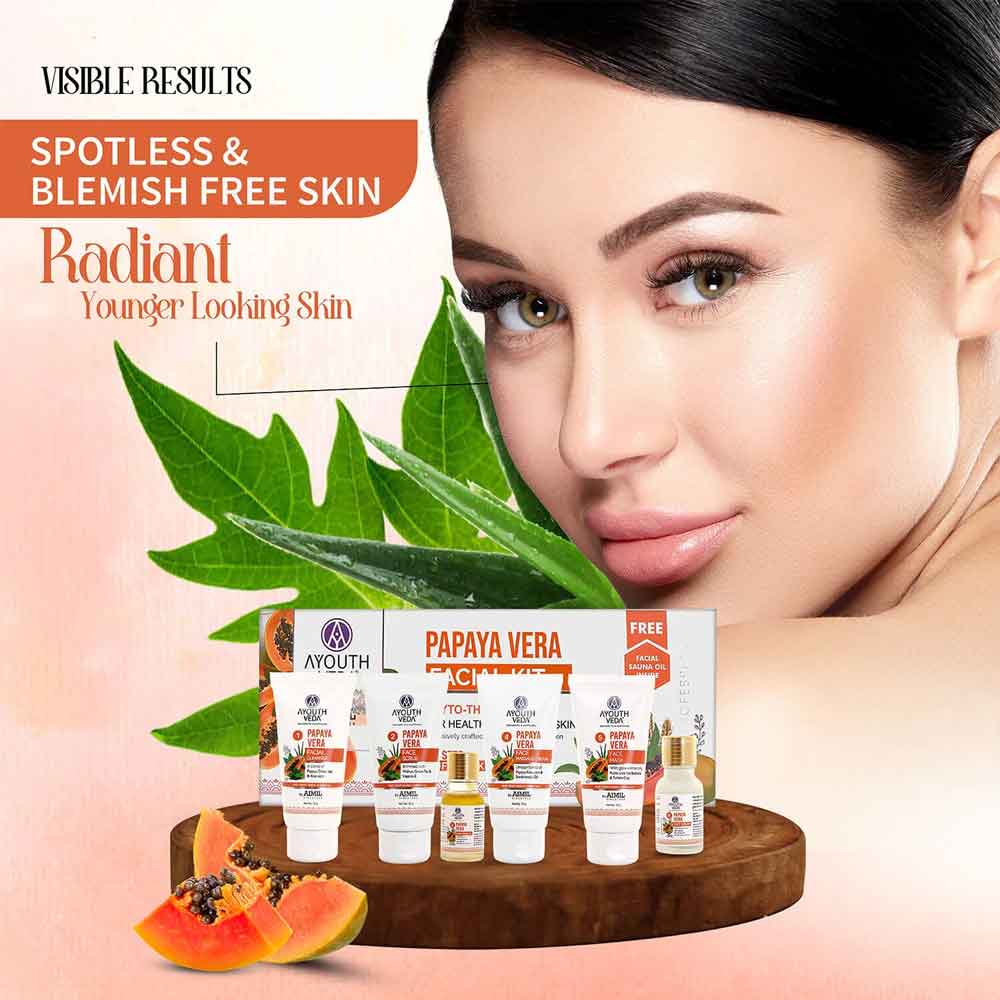 Ayouthveda Papaya Vera Facial Kit for glowing skin