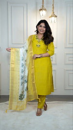 Thumbnail for Lorenvalley Fashion Parotgreen Roman Silk Hand Work Kurta Pant with Dupatta