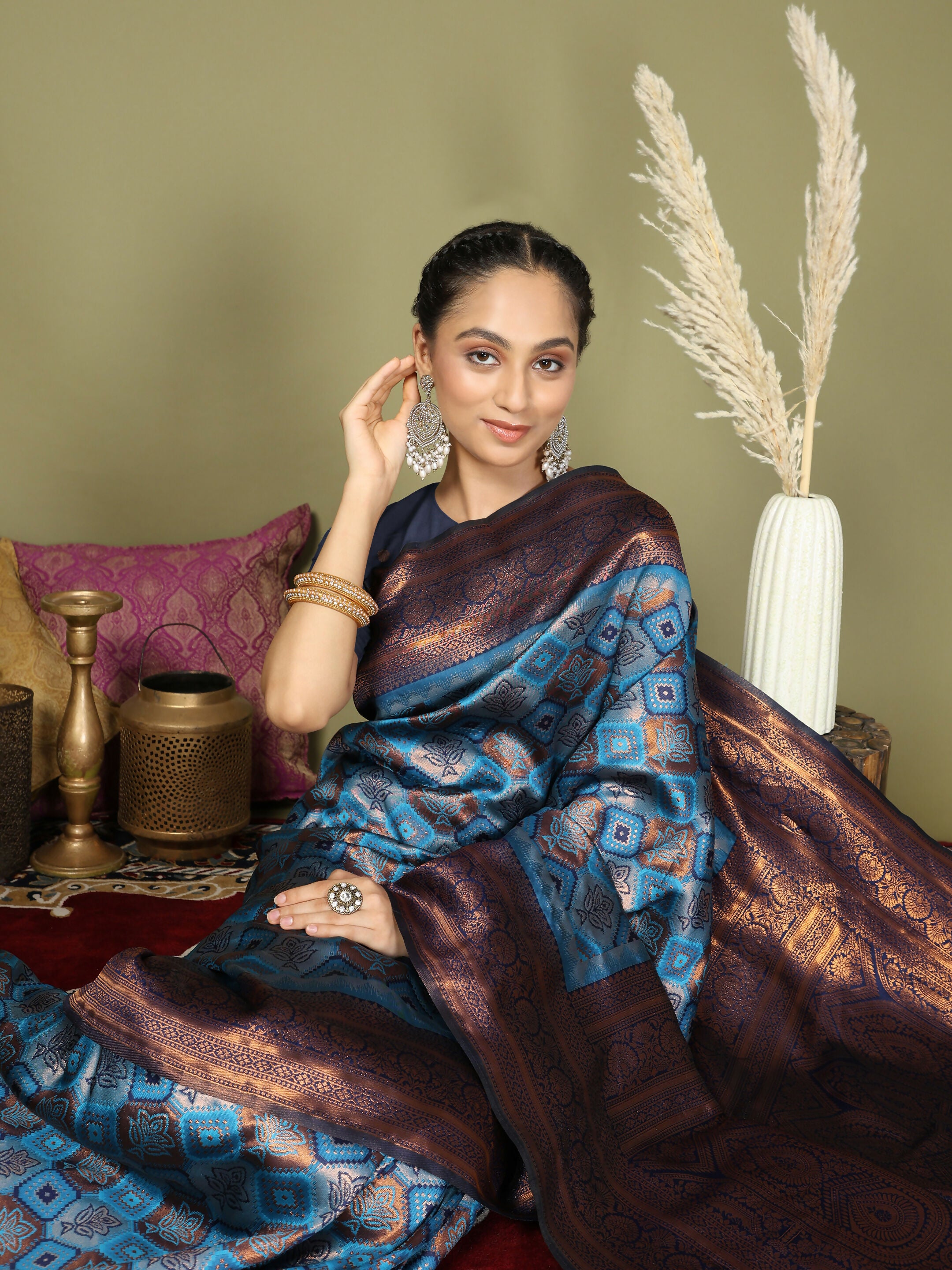 Astita Lichi Silk Sky Blue Saree
