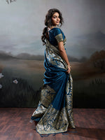 Thumbnail for Shree Shyam Fashion Navy Blue Silk Blend Saree - Distacart