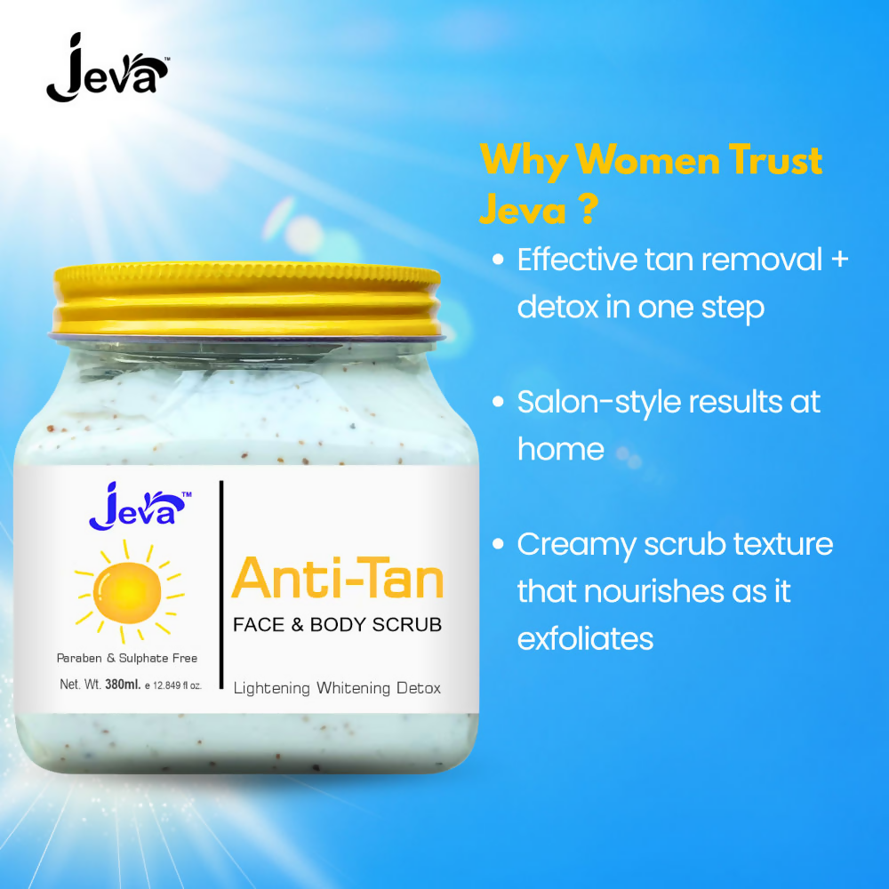 Jeva Anti-Tan Detox Scrub - Skin Brightening & Tan Removal Gel - Dista