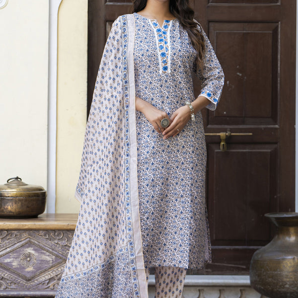 Vegaa Fashion Light-Beige Cotton Kota Checks Salwar Suit - Distacart