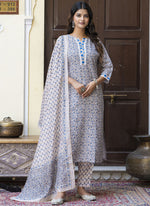 Thumbnail for Vegaa Fashion Light-Beige Cotton Kota Checks Salwar Suit - Distacart