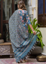 Thumbnail for Vegaa Fashion Teal Cotton Kota Checks Salwar Suit - Distacart