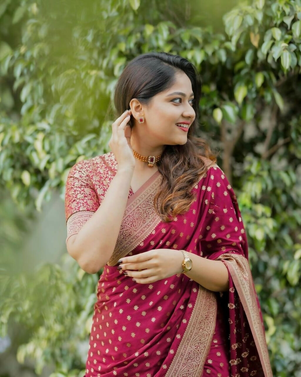 Preksha Creation Banarasi Women Red Saree With Zari Work - Distacart