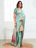 Thumbnail for Astita Linen Cotton Rama Green Saree